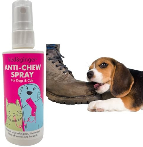 Fred & Ginger Bitter Anti Chew Spray for Dogs and Cats Chewing Deterrent Spray Behavior Training Aid Stops Destructive Chewing Licking of Bandages, Paws, Shoes, Fur, Doors and Furniture (100ml)