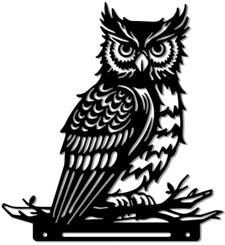 WADORN Hibou Oiseau Branche Forme Jardin Décoration, Noire Silhouette Jardin Piquets Décoratifs en Fer d'animal Sauvage Clôture Décoration Extérieure pour Muraux d'arbre Jardin Décor Extérieure