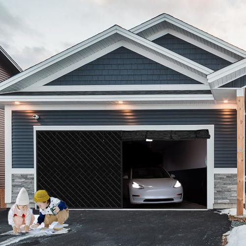 Kit d'isolation de porte de garage amélioré pour l'hiver – Rideau de porte de garage magnétique à isolation thermique avec coton épais, installation facile, résistant aux intempéries, coupe-vent et