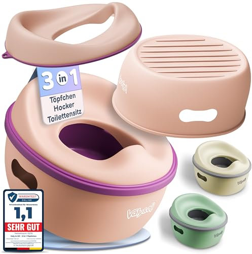 Valy&Oli® 3in1 Töpfchen für Kinder - Toilettensitz Kinder & Hocker - Ergonomisch, Bequem & Vielseitig - Leicht zu reinigen & sicher - Potty & Tritthocker Kinder - Ab 18 Monaten - Lila