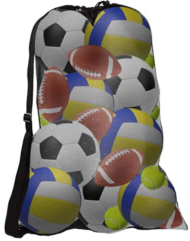 BRITECO Extra Large Football Ball Bag with Adjustable Shoulder Strap - Durable Sports Equipment Storage for Footballs, Basketballs, Soccer Balls, and More