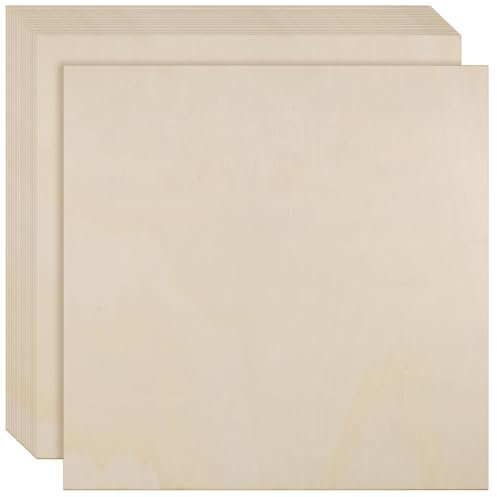 FUNSUEI 20 PCS 300 x 300 x 3mm Plywood Sheets, Square Thin Unfinished Wood Sheets, Plywood Boards for Crafts DIY Projects, Painting, Decorations