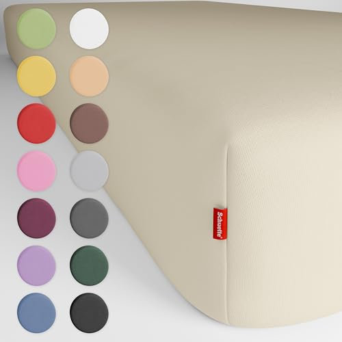 Schuette® Spannbettlaken • 180x200 cm • Wow! Kollektion: Almond Cream (Ecru) • 100% Superfluff Baumwolle, Blickdicht, Faltenfrei • mit Rundumgummi • Matratzenhöhe bis 40 cm