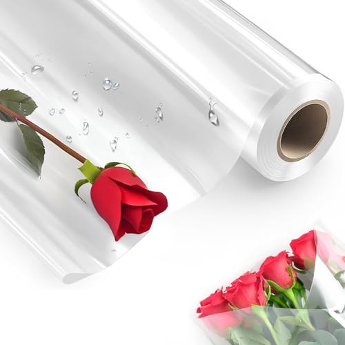 3 Mil Dicke Klare Cellophanfolie, Klare Cellophan Roll, Transparent klarsichtfolien Cellophan Rolle Geschenkpapier Für Blumen, Geschenkkorbverpackungen (Transparent1, 40CM x 15M)