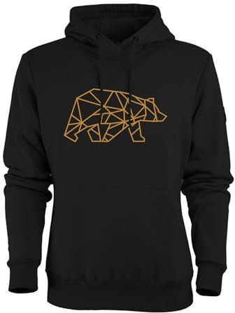 FORSBERG Pettarson Herren Hoodie mit Bärenlogo | Skandinavisch inspirierter Kapuzenpullover | All-Year Kollektion | Freizeit, Handwerk, Outdoor, Farbe:schwarz/Bronze, Größe:XL