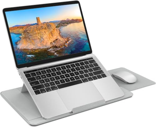 AboveTEK Tavolo per computer portatile – Laptop desk ergonomico con superficie antiscivolo, Heat Shield, Retractable Mouse Pad, Portable Laptop Lap Pad for Bed, Divano Travel