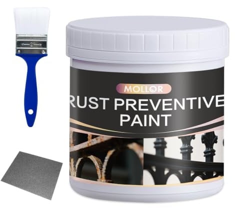 Mollor 2-in-1 Rostumwandler & Metall Grundierung, Rostschutz Farbe für Metall, Ultra Auto Rostentferner & Versiegelung, Langlebige Rostschutzbeschichtung, Hitzebeständig - 17.5Oz/500g Grau