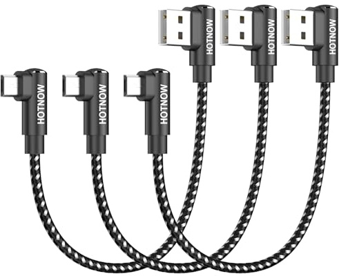 HOTNOW Kurzes Micro USB 90 Grad Kabel 15cm 3 Stück, Rechtwinkel Micro USB Kabel 5V3A geflochtenes USB2.0 High Speed Schnellladekabel für Galaxy S7 S6 S5, Tab A Tab S2, Power Bank