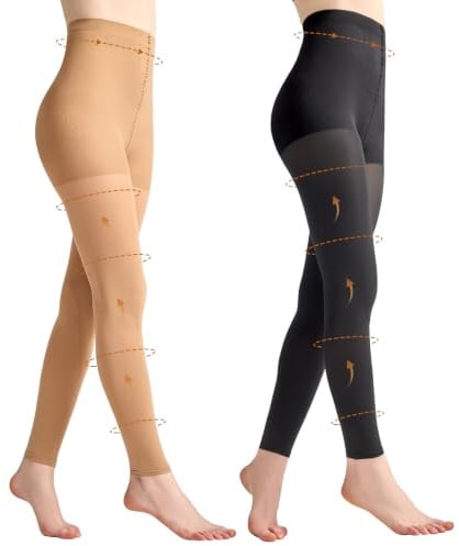 Yilanmy Kompressionsstrumpfhose Damen 80D Shaping Strumpfhosen Ohne Fuss | 2 Paar Blickdichte Shape Stützstrumpfhose Zehenfreie Bauchweg Figurformende Feinstrumpfhosen