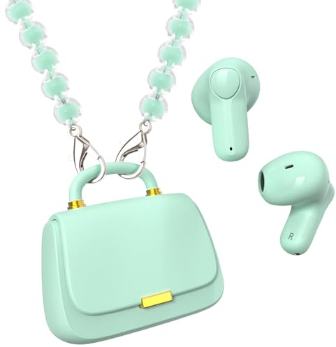 ANCwear Wireless Earbuds with Mini Handbag Case, 22H Playtime, Sage Green | Bluetooth 5.3, 13mm drivers, touch controls and DIY stickers for music, calls, travel, everyday wear and gifting