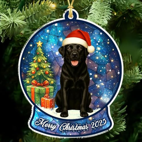 Black Lab Christmas Ornament 2025 – Labrador Ornament for Christmas Tree, Black Lab Ornaments, Dog Lovers Holiday Decoration