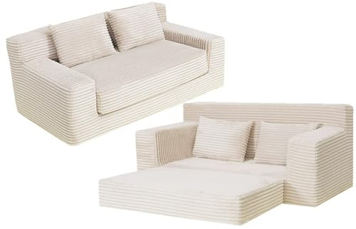Knochenloses Schlafsofa Klappbares Sofabett Mit 200Kg Tragkraft Komprimierte Couch Für Erwachsene Kinder Senioren Hochdichte Schaumstoff + Federn,Veloursstoff Schnellaufbau 188*103*78CM