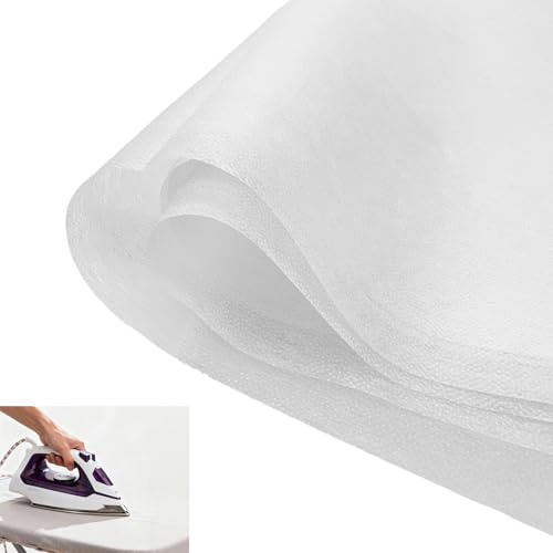 ZenithQuest White Non-Woven Fusible Iron On Interfacing 2m x 100cm Lightweight Washable Adhesive Lining for Sewing Dressmaking Tailoring