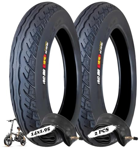 2PC 14x1.95 E-Bike-Reifen 14-1.95 mit Pannensicheren Profil für 14-Zoll-Felgen mit 14 1.95 Tubeless Ready Hochbelastbare Konstruktion
