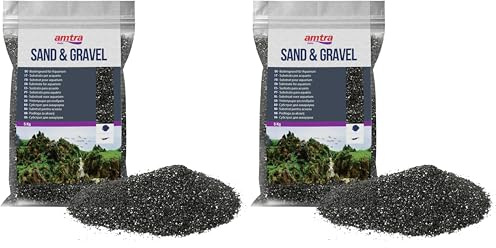 Amtra Sable Brillant pour Aquariophilie Noir 0.3-0.9 mm, 5 kg (Lot de 2)