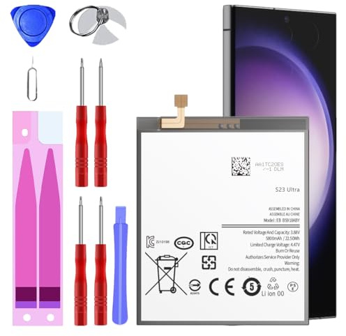 Akku für Samsung Galaxy S23 Ultra | Kompatibel mit SM-S918U / S918B / S918U1 & Original EB-BS918ABY mit Reparaturwerkzeug | (Nicht für S23/Plus)