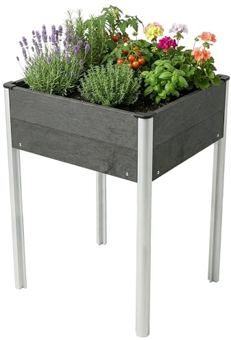 Floordirekt Hochbeet 60x50x90cm Anthrazit WPC - Wetterbeständig & pflegeleicht auf Stelzen für Garten, Balkon oder die Terrasse - Salina