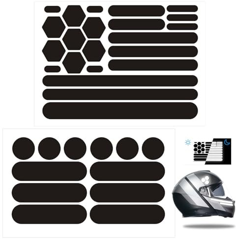 WUERKIYA Set di Adesivi Riflettenti Neri 34 Pezzi, Strisce Riflettenti Impermeabili per Sicurezza Notturna, Adesivi Invisibili per Casco, Bicicletta, Scooter, Moto e Attrezzatura Sportiva