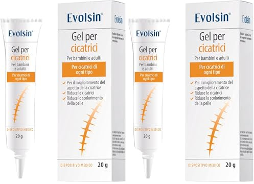 Evolsin - Gel silicone per cicatrici per bambini e adulti - Crema che riduce la visibilità delle cicatrici e riduce la tensione e il prurito - di tutti i tipi(20 g) (Confezione da 2)