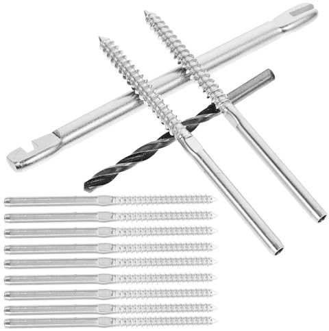 POPETPOP Kit de Garde-corps à Câbles Ensemble Complet de Quincaillerie 1/8 Pouce en Acier Inoxydable Tension Réglable pour Applications Intérieures et Extérieures