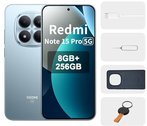XIAOMI Redmi Note 15 Pro 5G, Smartphone 8GB + 256GB, Batería de Alta Capacidad 6580mAh,Nueva cámara de 200MP, Pantalla AMOLED 1.5K de 6.83 Pulgadas, Azul