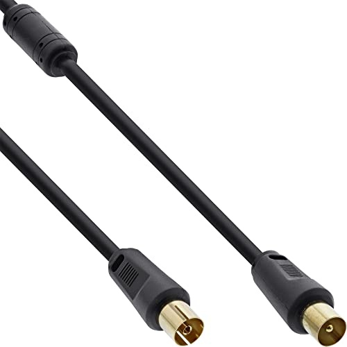 InLine Antennenkabel Premium, 2x geschirmt, mit Filter, >85dB, schwarz, 10m