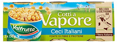 Valfrutta Ceci Italiani Cotti a Vapore, 3 x 150g