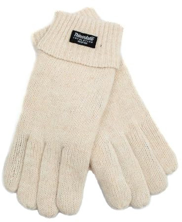 EEM Damen Strickhandschuhe, weiche Wolle, Thinsulate Thermofutter, beige S/M
