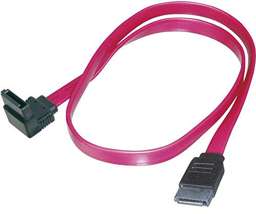 DIGITUS Cable de conexión SATA III - Enchufe/Enchufe Tipo L - Enchufe acodado a 90° - 0,5 m - 6 Gbit/s - SATA 3 - Apto para HDD, SSD o Unidades ópticas - Rojo