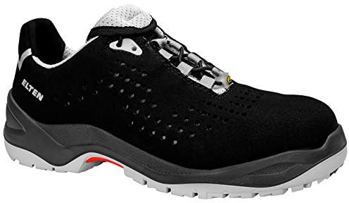 ELTEN Sicherheitsschuhe IMPULSE grey Low ESD S1, Herren, Textil, Kunststoffkappe (leichter als Stahlkappe), leicht, sportlich, Schwarz/Grau, Größe: 43