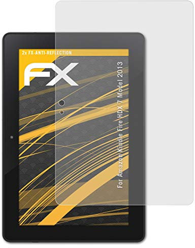 atFoliX Displayfolie kompatibel mit Amazn Kindl F¡re HDX 7 Model 2013 Schutzfolie, entspiegelnde und stoßdämpfende FX Folie (2X)
