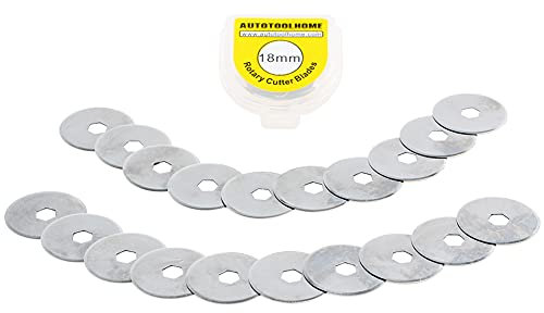 AUTOTOOLHOME 20 Pack 18mm Rotary Cutter Blades Cutting Fabric Paper Quilting Sewing Patchwork Tool