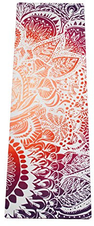 Mala HYBRID Premium Yogamatte Sunrise Mandala aus Naturkautschuk mit Mikrofaser-Oberfläche für Bikram-Yoga, Hot-Yoga, Vinyasa, Pilates, Fitness und andere Workouts