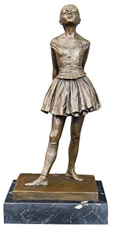 Antike Fundgrube Bronze Figur kleine 14-jährige Tänzerin auf Marmorsockel | Skulptur Einer Ballerina | H: 38 cm (5651)