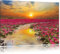Pixxprint Lotusblüten am See, Größe: 100x70cm, Leinwandbild, fertig gespannt, Wandbild, Dekoration, Kunstdruck, kein Poster