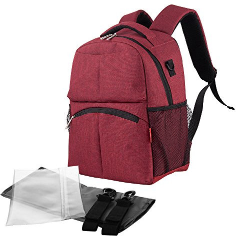 Chilsuessy Wickeltasche Windel Rucksack Baby Windel Tasche Wickelkommode Wickelrucksack Baby Wickelrucksäcke mit Wickelauflage und Kinderwagen Haken Babytasche, Rot