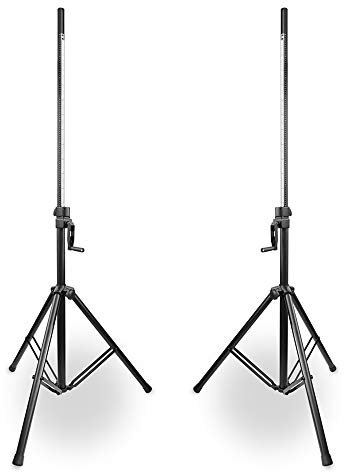 Vonyx LS93 Professional Heavy Duty DJ PA Speaker Stands Pair with Wind-Up Crank Winch, 70kg Max Load, Height Adjustable 134-205cm, Steel Construction, 35mm Pole Mount, Portable Design