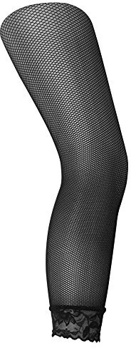 Mysasi Collants résille sans pieds pour femme avec bordure en dentelle, Noir , XL Grande taille