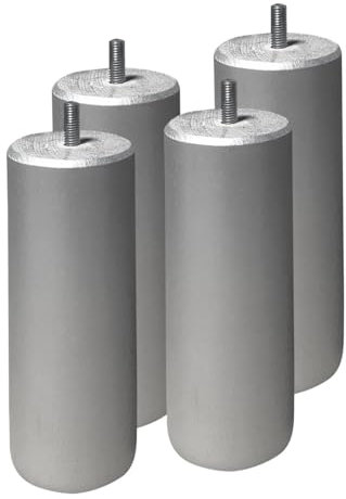 AltoBuy ELEA - Jeu de 4 Pieds 15 cm Gris Argent pour sommier tapissier
