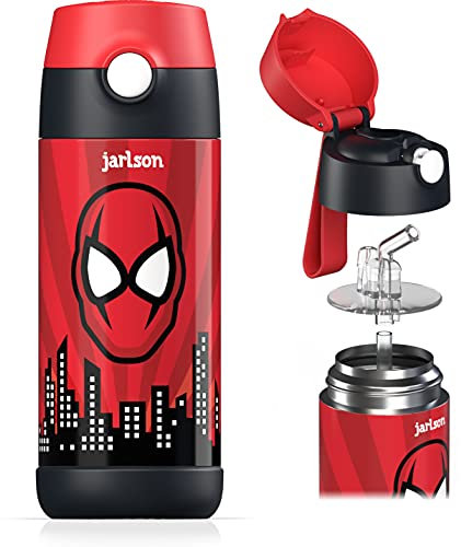 Jarlson Botella Agua sin bpa niños, Botellas Agua Acero Inoxidable - termica, a Prueba de Fugas, para la Escuela y Deportes, el Termo, 350 ml