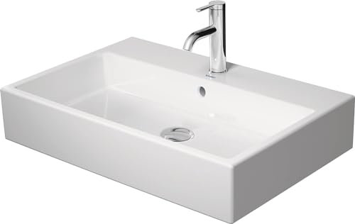 Duravit Vero Air Meuble lavabo 70x47cm, avec trop-Plein, avec Table de robinetterie, 1 Trou de Robinet, Coloris: Blanc avec Wondergliss - 23507000001