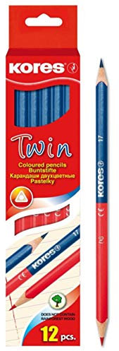 Kores Buntstift Twin Jumbo, 3-kant, 3 mm, 9 Stück, blau/rot
