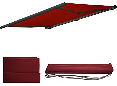 Mendler Ersatz-Bezug für Markise T122, Vollkassette Ersatzbezug Sonnenschutz 4x3m - Acryl Bordeaux-rot
