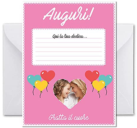 ARCTIC FOX Biglietto Gratta e Vinci Auguri Sorpresa Idea Regalo personalizzabile su Amazon con foto e dedica 15x20cm Rosa