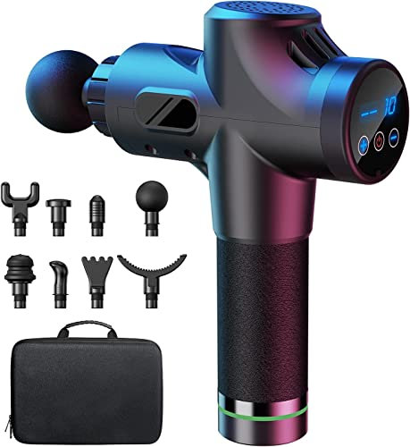 Massagepistole für Nacken, Schulter, Rücken, Muskelmassagegrät mit 8 Massageköpfen & 30 Geschwindigkeiten, 2600mAh 8H Massage Gun mit Tragtasche für Entspannung, Fitness, Physiotherapie, Upgraded