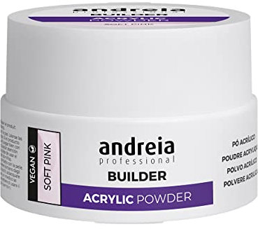 Andreia Professional Acrylic Builder Powder for Nail Extensions - Self Levelling, Durable, Long Lasting - Salon Quality - Soft Pink 20g