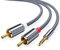 RUIZHI RCA Audio Cable to 3.5mm Jack, Red & White Aux Cable for Headphone, Lighting Stereo Splitter Compatible With Speaker, DVD, DJ Controller and TV (3m)