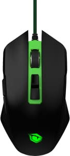 PUSAT V11 Wired Gaming Mouse, 10000 DPI, 8 Programmable Buttons, RGB, DPI Switch Button, Compatible with PC/Mac - Black