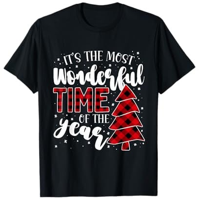 It's the Most Wonderful Time of the Year Weihnachtsbaum Plaid T-Shirt