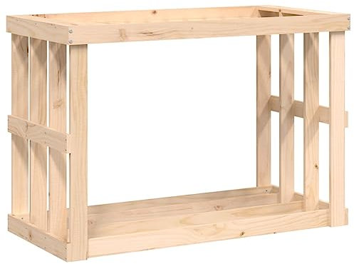 vidaXL Outdoor Kaminholzregal, Brennholzregal mit viel Stauraum, Kaminholzhalter mit oberem Pflanzgefäß, Kaminholzständer Brennholzständer, Massivholz Kiefer